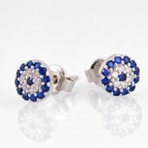 EVIL EYE CZ STERLING SILVER EARRINGS